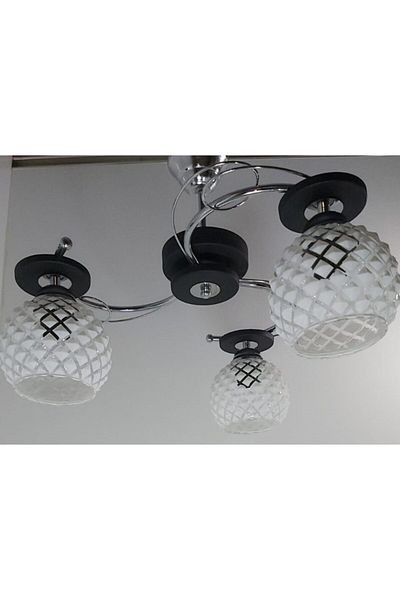 Uçar Ilay Black 3-Piece White Diamond Glass Chandelier