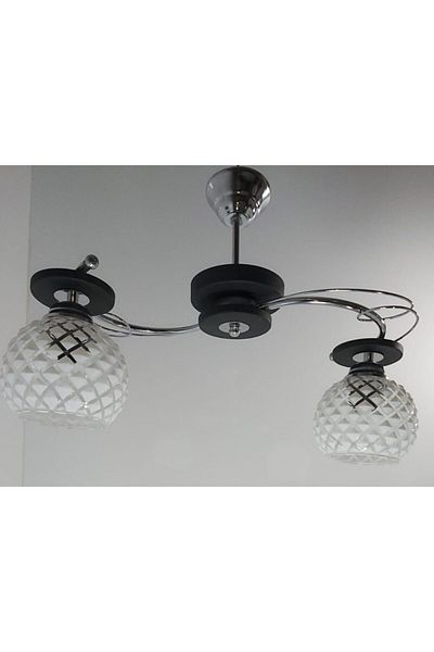 Uçar Ilay Black 2-Piece White Diamond Glass Chandelier