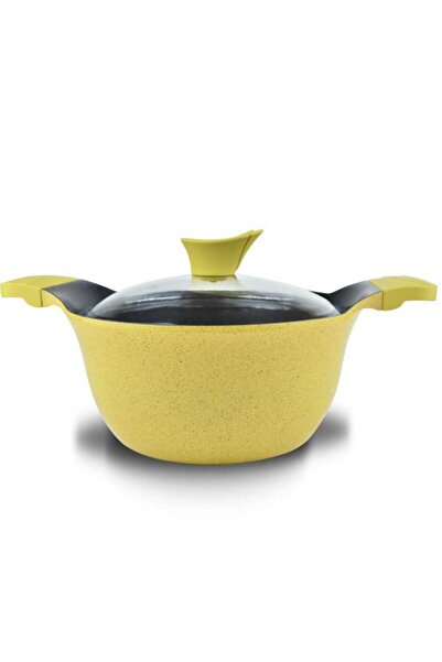 Akdeniz Ametist 26 Cm Bakalit Kulplu Cam Kapaklı Döküm Derin Tencere