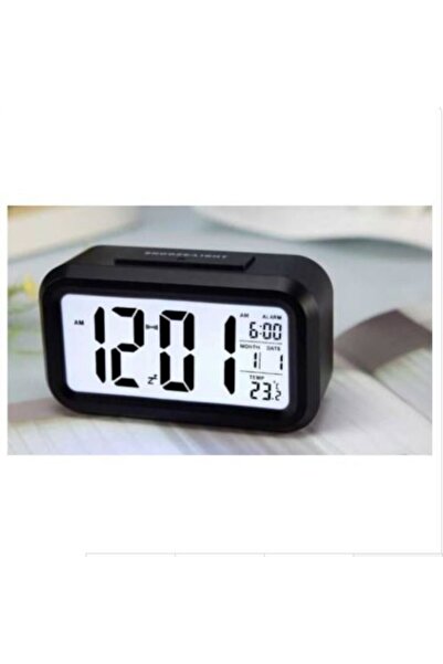 MOBGİFT Işığa Duyarlı Termometreli Alarmlı Dijital Masa Saati (siyah)