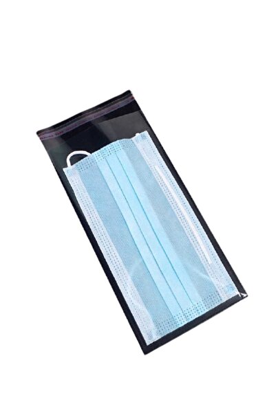Hyd 50 Adet Cerrahi Maske Koruma Poşeti Şeffaf Bantlı Kendinden Yapışkanlı Jelatin Poşet 12 X 30 Cm