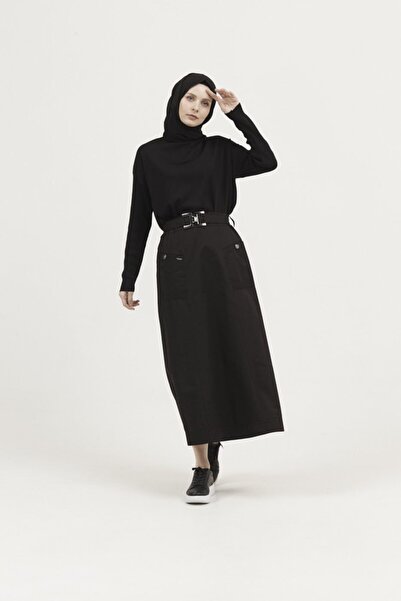 TRENDTESETTÜR WOMEN'S BLACK BELTED SKIRT T 60347