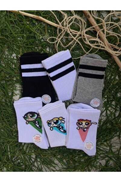 çorapdunyam 6-paket unisex šarenih Prugasto Sa deznom veselih koledž teniskih...