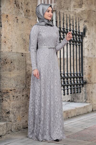 Mihrunisa Women's Gray Evening Dress