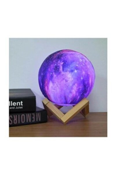 MOBGİFT Mor Dekoratif 3d Standlı Renk Değiştiren Gezegen Gece Lambası