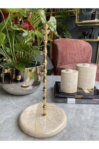 marandmore Beige Marble Brass Swan Figured Towel Holder
