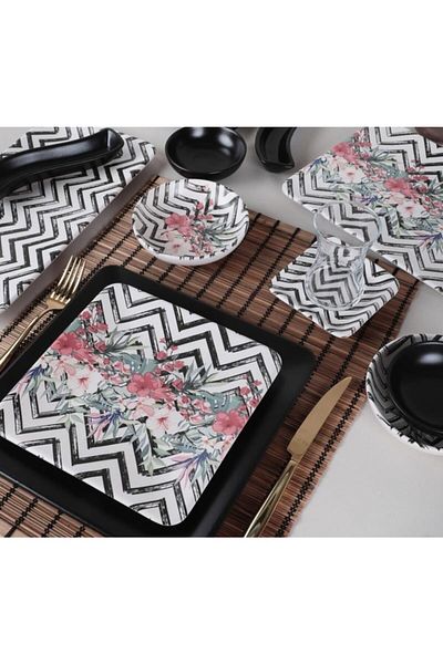 Demet Çeyiz Set Breakfast 41 Pieces Matte Colored for 6 People