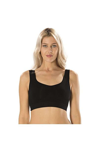 Formactive Sutien negru pentru femei, tip bustieră, cu bretele groase și căpt...