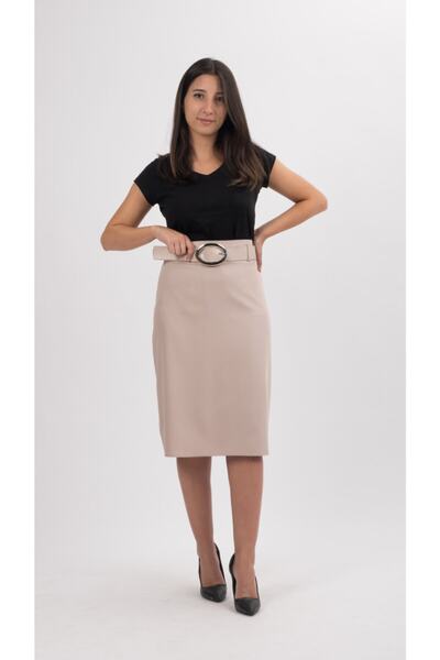 SORALLİNE Γυναικεία φούστα γραφείου με πέτρινη επένδυση με μολύβι, μήκους 70 εκ. 747