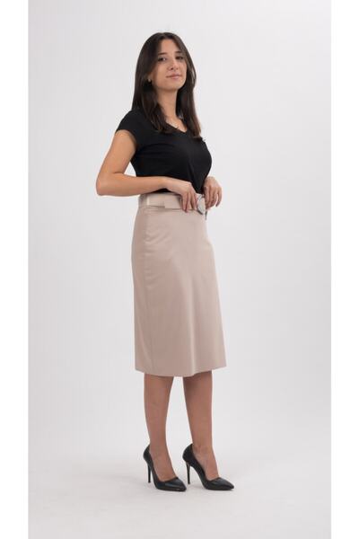 SORALLİNE Γυναικεία φούστα γραφείου με πέτρινη επένδυση με μολύβι, μήκους 70 εκ. 747