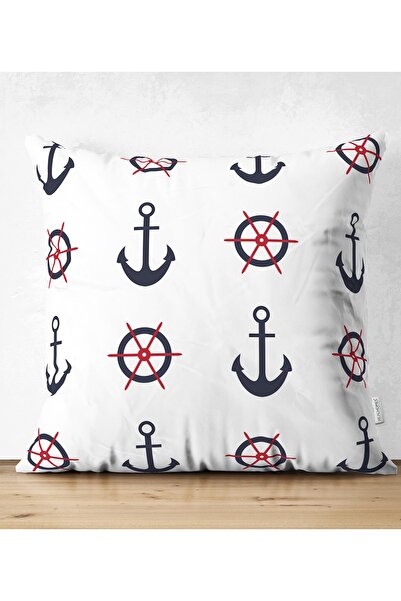 Realhomes Colorful Anchor Patterned Digital Printed Modern Pillow Cushion Cov...