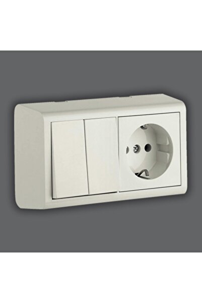 OVİVO Nivo Surface Mounted Combined Commutator + Grounded Socket - White