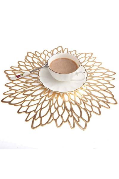 ASENA DESİGN Leather Gold Lotus 12 Pieces for 6 People - American Service