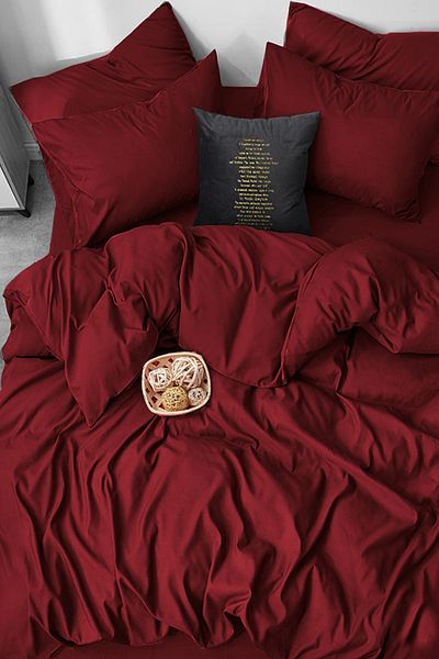 ALAMODE Ranforce 100% Cotton Double Claret Red Duvet Cover Set