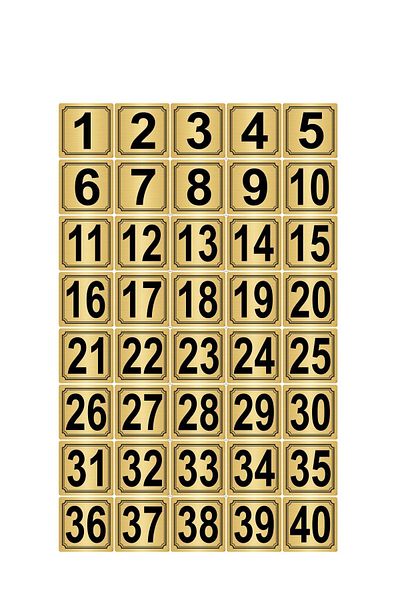 Özarslan Dizayn باب معدني، طاولة، خزانة رقم 3.5 سم × 3.5 سم 40 قطعة (1..40) معدن ذهبي اللون