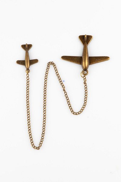 Dünyadan Hediyeler Yellow Metal Double Airplane Chain Bookmark