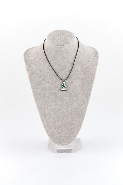 Dünyadan Hediyeler Unisex White Cactus Figure Metal Necklace