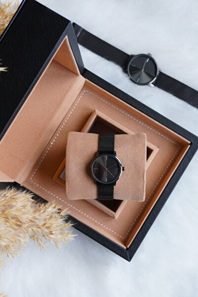 QUARTZ Women's Wristwatch Black Mesh Steel Cord Ladies Wristwatch