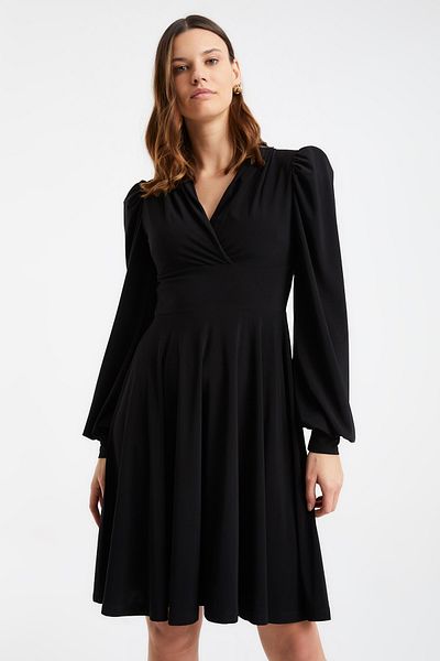 Laranor Women's Black Collar and Shoulder Detail Dress