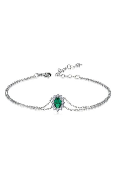 Mia Vento Kadın Zümrüt Pırlanta Montür Sentetik Oval Gümüş Bileklik