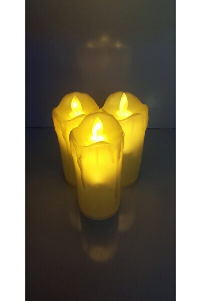 Şeker Adası 3 Adet Titrek Yanan Led Işıklı Pilli Mum 12 Cm