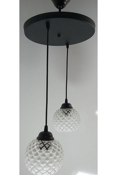 Uçar Black 2-Piece Pendant Lamp with Diamond Glass