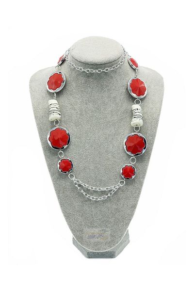 Dünyadan Hediyeler Malaysia Red Metal Bone Ethnic Necklace