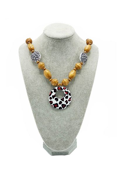 Dünyadan Hediyeler Malaysia Red Black Wooden Ethnic Necklace No:2