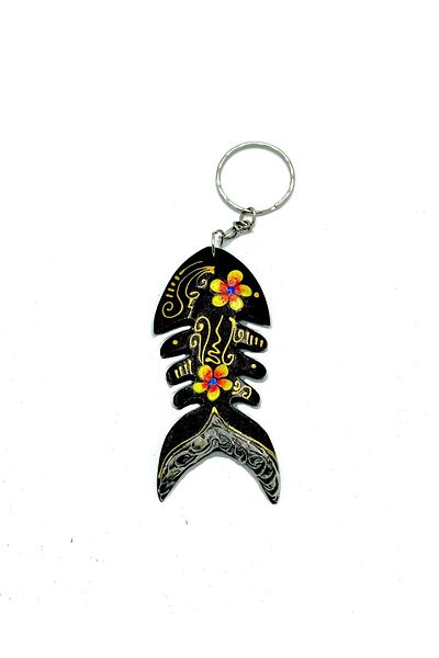 Dünyadan Hediyeler Wooden Fish Figure Keychain
