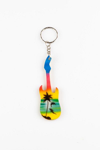Dünyadan Hediyeler Wooden Colored Guitar Figured Keychain