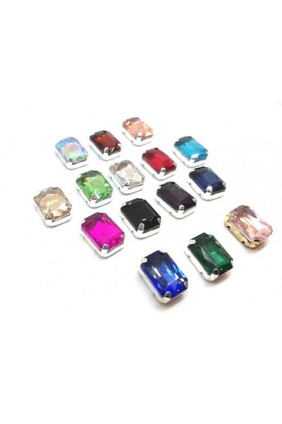 yiğit aksesuar 10 x 14 1.4 cm Cased Strut Rectangular Glass Stones 30 Pieces