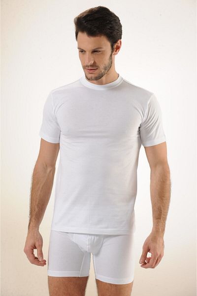 Hmd Men's 100% Cotton White Single Jersey Closed Collar Undershirt & Comfortable Texture