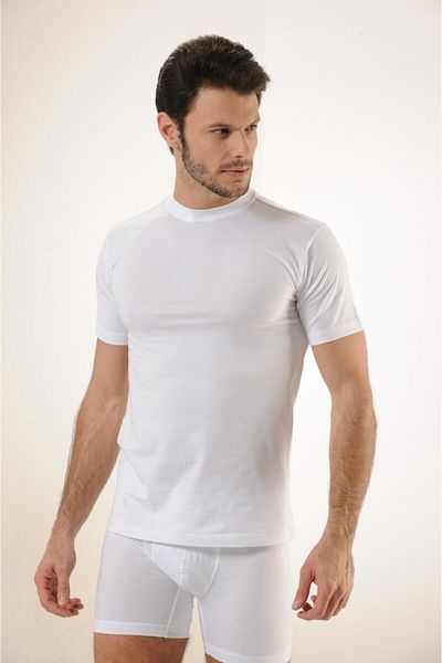 Hmd Men's 100% Cotton White Single Jersey Closed Collar Undershirt & Comfortable Texture