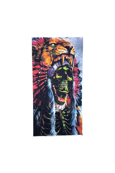 Dünyadan Hediyeler Unisex Native American Red Skull Themed Buff Neck Collar Bandana