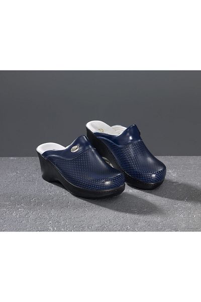 20tasarımterlik Navy Blue High Heeled Orthopedic Sabo Slippers Medical Hospital Nurse Secretary Staff Slippers