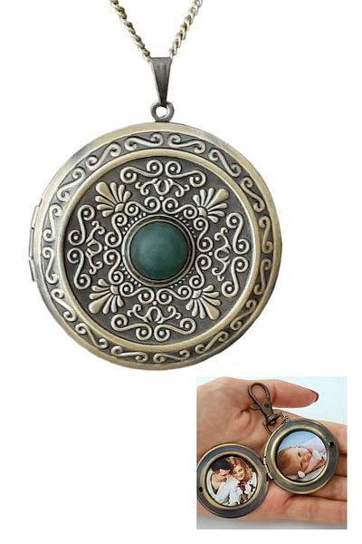 LADYMİRAGE Authentic Patterned Bronze Medallion Necklace