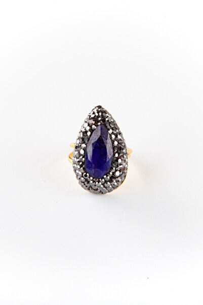 Dünyadan Hediyeler Doğal Taş Safir Ayarlı Yüzük