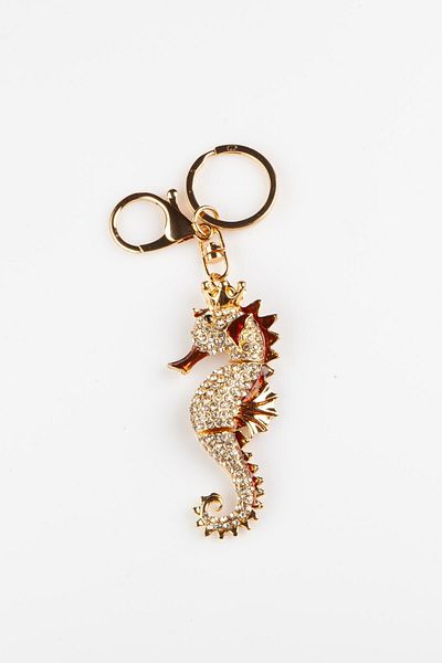 Dünyadan Hediyeler Red Crystal Stone Seahorse Keychain
