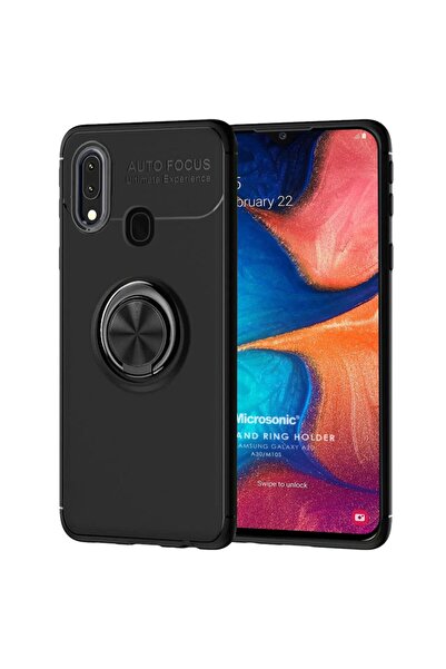 Microsonic Samsung Galaxy M10s Uyumlu Kılıf Kickstand Ring Holder Siyah