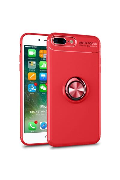 Microsonic Apple Iphone 7 Plus Kılıf Kickstand Ring Holder Kırmızı