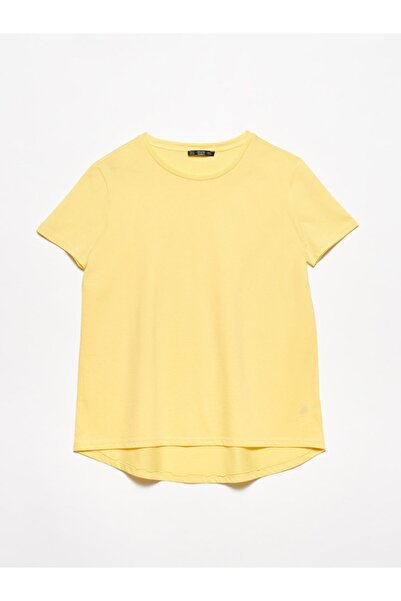 Dilvin Tricou de bază, galben viu, cu decolteu, 101A03471