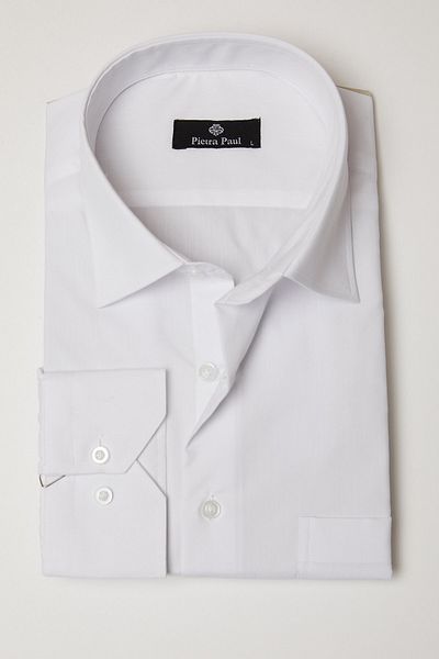 Pietra Paul Men's White Wide Fit Plain Shirt
