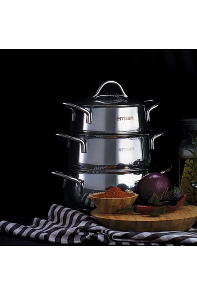 Emsan Cemre 6 Piece Midi Stainless Steel Cookware Set