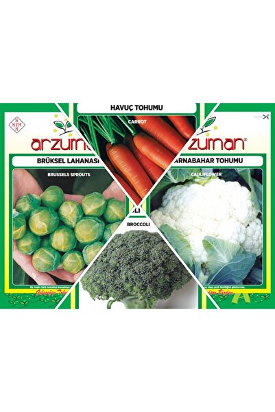 Karahasanoğlu Tarım Karnabahar - Brokoli - Brüksel Lahanası - Havuç 4'lü Tohu...