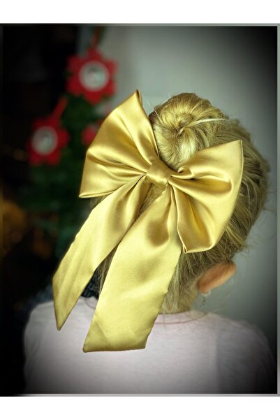 QUEEN AKSESUAR Custom Large Luxury Satin Bow Gold Gold Automatic Clip Buckle Women and Children