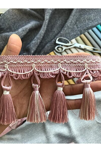 Saççax Exclusive Gül Kurusu-krem Renk Perde Püskülü El Bağlama Saçak