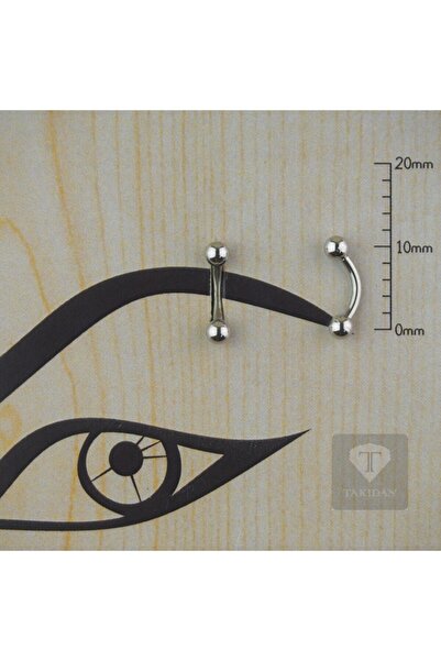 TAKIDAN Gümüş Renk Cerrahi Çelik Kaş - Rook Piercing 6 Mm 164837aa