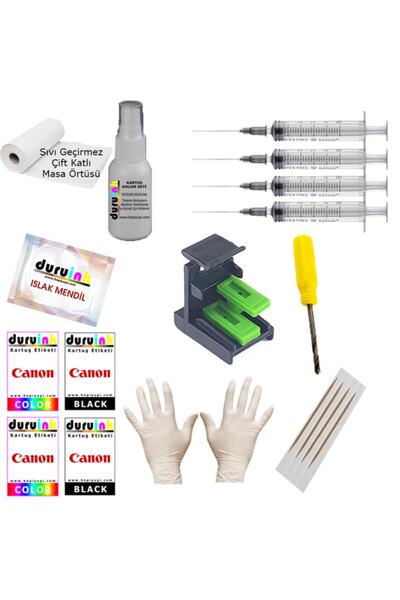 Duruink Canon (e404 E414 E464 E474 E484) Siyah Kartuş Mürekkep Dolum Seti Pg 46 500 Ml Yazıcı Uyumlu Non-