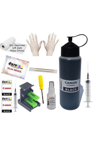 Duruink Canon (e404 E414 E464 E474 E484) Siyah Kartuş Mürekkep Dolum Seti Pg 46 500 Ml Yazıcı Uyumlu Non-