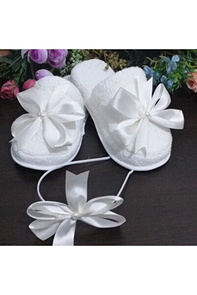 SÜSLÜTASARIM مجموعة تاج الأمومة ونعال الأمومة ذات القوس الكبير باللون الكريمي...